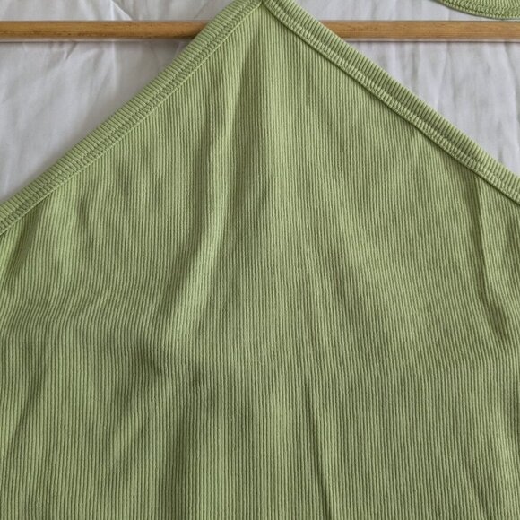 Madewell Rib Halter Tank Top Women's Size XL Honey Dew Cropped Supima Cotton NWT - Picture 7 of 14